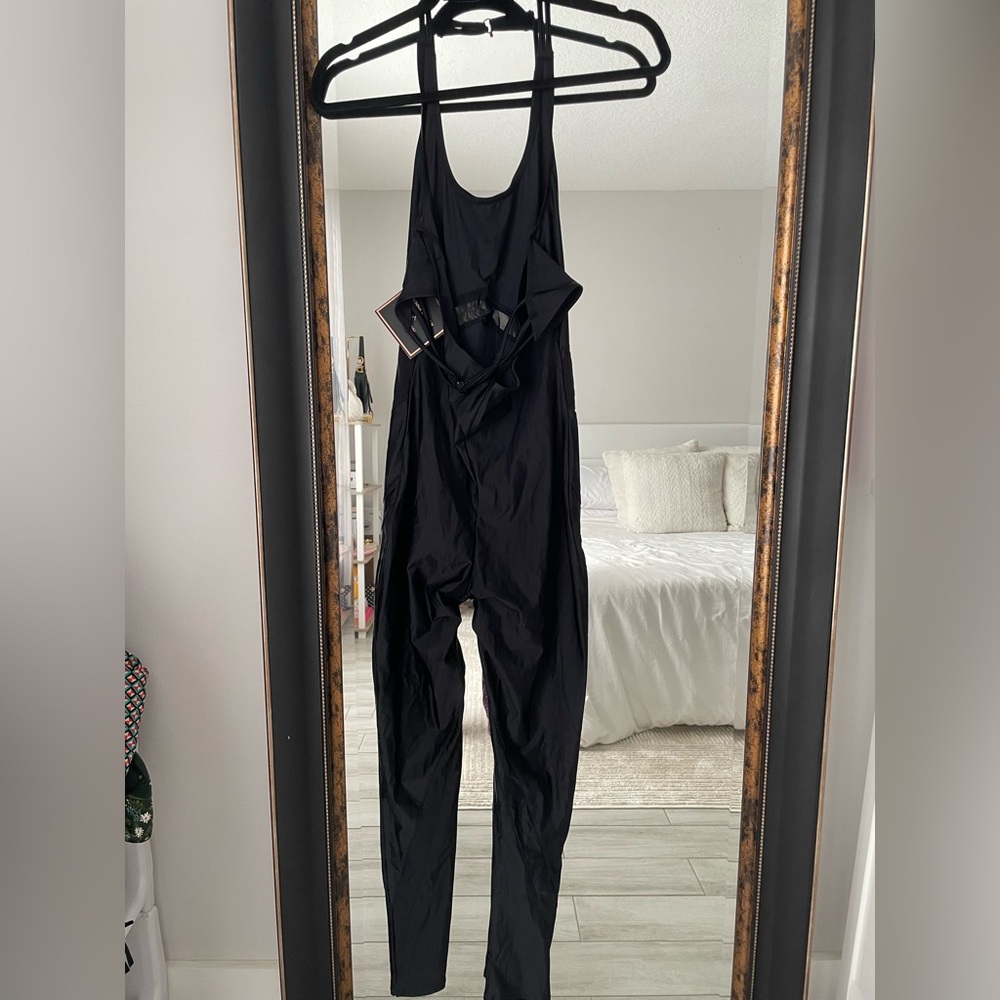 Danskin x Jenna Dewan Black Mesh Cutout Full Length Jumpsuit NWT M - Picture 4 of 6